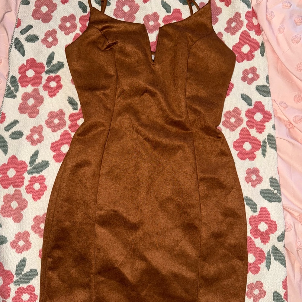 Iris Los Angeles Brown faux suede Mini Dress